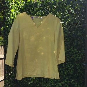 Yellow Embroidered Linen Shirt